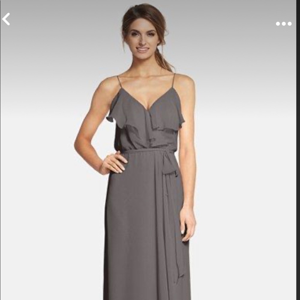Nouvelle Amsale Drew Ruffle Front Chiffon Gown (Bridesmaid/ Wedding Guest)